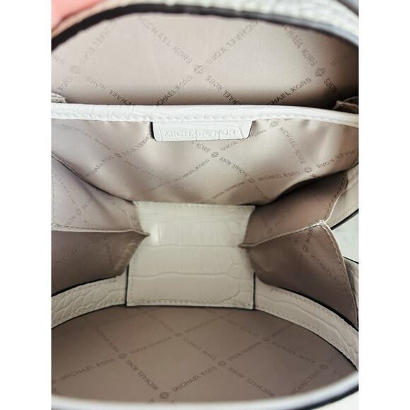 Michael Kors White Crossbody Serena Croc Embossed Small Circle Wedding Handbag - Picture 4 of 16